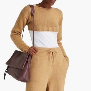 LE 17 SEPTEMBRE Cropped knitted sweater in tan camel sz S